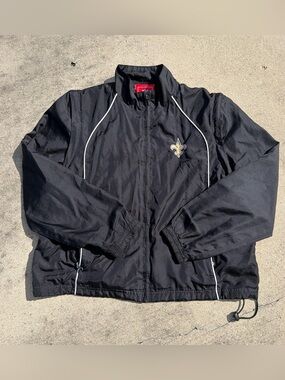 NFL New  Orleans Saints Windbreaker Jacket with Gold Fleur-de-lis Accent